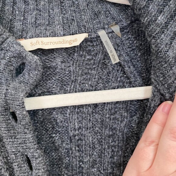 Soft Surroundings Gray Longline Popover Cable Knit Tunic Sweater - Picture 5 of 8